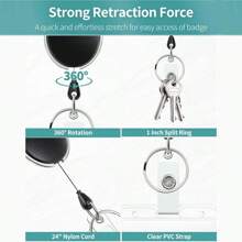 Best-Selling Oval Egg-Shaped Retractable Clip Dual-Use Clear PS ID Card Holder