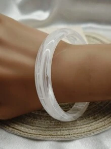 1 st. Mode Asymmetrische Tie Dye Acryl Hars Bangle Armband, Vintage Geïnspireerd, Chunky 1.3cm Breed, Multicolor, Geometrisch Ontwerp, Geschikt Voor Casual, Strand, Reizen