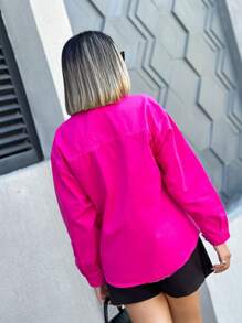 Women Denim Jackets & Coats - Màu Hồng Tươi - Xem 2