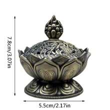 蓮花香爐佛教佛像香托座迷你鋅合金檀香爐香薰家居裝飾用品 - 彩色 - 查看 5