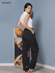 Women Pants - 黑色 - 查看 2