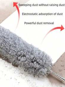 2入組不鏽鋼桿可伸縮掃把，附110英寸特長桿、可彎曲頭和長柄掃把，適用於清潔天花板風扇、高天花板、百葉窗、家具和汽車 - 灰色 - 查看 7