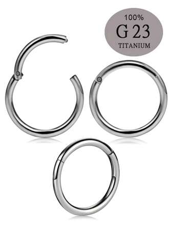 CIZME 1PC G23 Titanium Hinged Piercing Rings Hoop,Titanium Nose Rings 20G 16G 14G Nose Rings Hoops Diameter 5mm To 12mm Cartilage Helix Tragus Daith Rook Hoop Earrings Hinged Segment Septum Clicker Body Piercing Jewelry