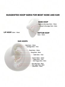 CIZME 1pc G23 Titanium Hinged Segment Ring, Titanium Nose Ring 20G 16G 14G, Diameter 5mm To 12mm, Suitable For Cartilage, Helix, Tragus, Inner Conch, Rook And Septum Piercing, Body Piercing Jewelry