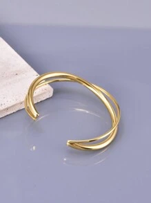 1 peça de alta qualidade, grande, elegante, linha dupla, aço inoxidável, pulseira dourada, adequada para uso diário, joias femininas