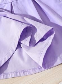 Tween Girl 甜美休闲 2 件套无袖 LA 印花短款上衣和百褶裙套装 - 黑色 - 查看 9