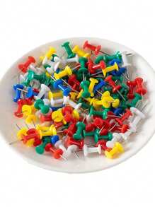 100入組彩色軟木板大頭釘，辦公室圖釘，透明釘 - 彩色 - 查看 6