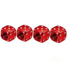 4 pièces Caps de valve en aluminium de style dé à coudre (rouge), ajustement universel, protection contre la poussière et accessoire de roue élégant pour voitures et motos