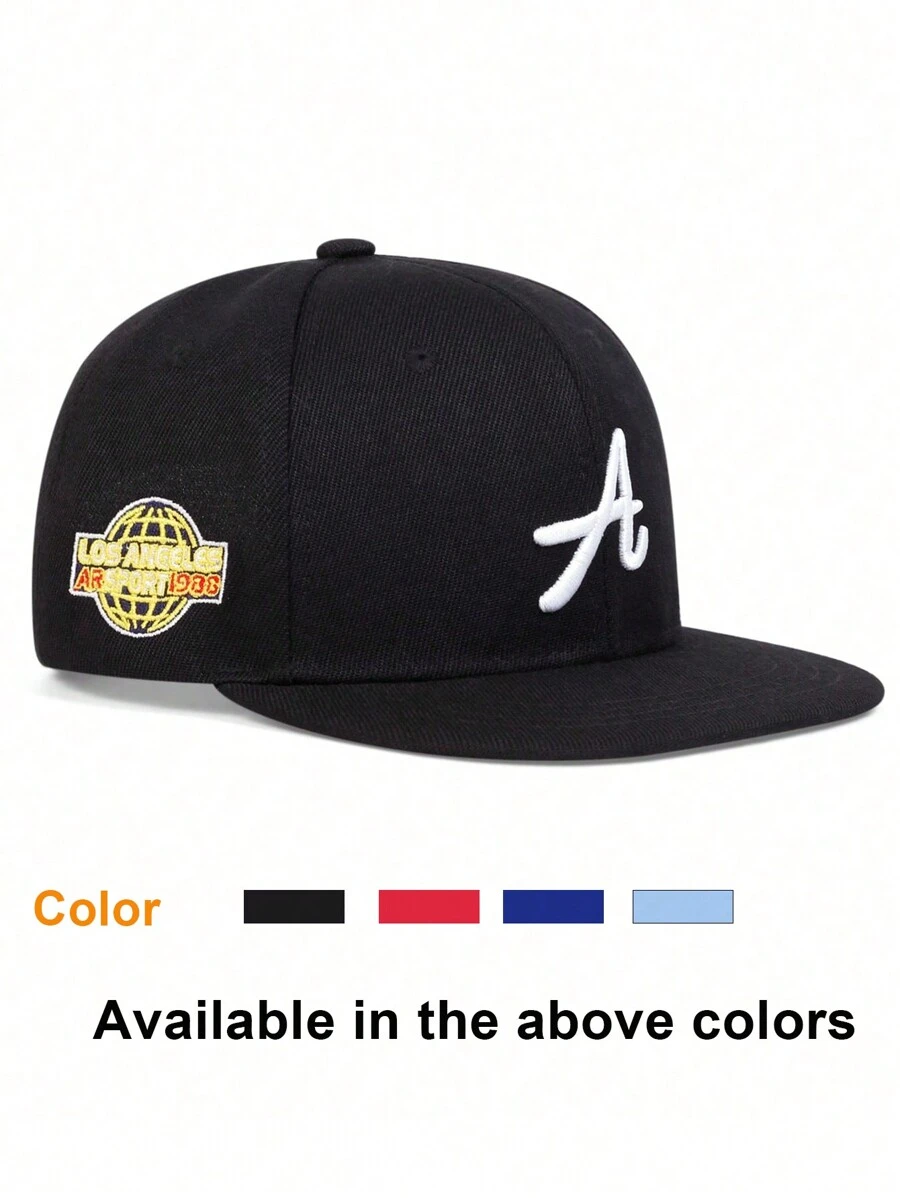 1pc Unisex Kids' A Letter & Side Pattern Embroidery Hip-Hop Hat With Adjustable Buckle For Outdoor Sun Protection During Travel - Red - View 1