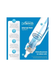 Kit D 2 Biberones Dr Browns Estándar Azul 250ml/8oz cuello estrecho - transparente - Ver 3