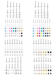 CIZME 20-54颗16G/18G不锈钢耳骨钉，唇/鼻/耳穿孔饰品替换球，4-12毫米，男女通用耳骨钉 - 銀色 - 查看 5