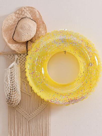 1入組氣墊蕊環，搭配閃亮花朵裝飾，適用於水上玩樂