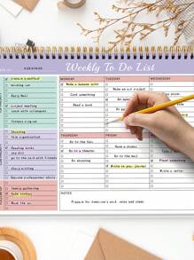 budget planner 1本A4周计划笔记本，包含每日和每周计划，螺旋装订，待办事项清单，返校必备 - 彩色 - 查看 7