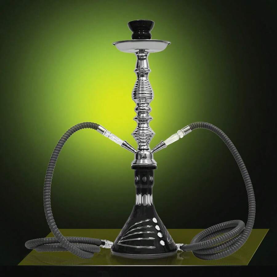 Bộ Shisha Ống Nước 2 Ống Hookah 2 Kết Nối Shisha Hoàn Chỉnh Với 2 Ống Hookah Bộ Hoàn Chỉnh Với Bình Thủy Tinh, Bát Gốm, Tông Than, Cho Quán Cafe Hoặc Quầy Bar Và Quà Tặng - Bạc - Xem 1