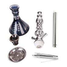 Bộ Shisha Ống Nước 2 Ống Hookah 2 Kết Nối Shisha Hoàn Chỉnh Với 2 Ống Hookah Bộ Hoàn Chỉnh Với Bình Thủy Tinh, Bát Gốm, Tông Than, Cho Quán Cafe Hoặc Quầy Bar Và Quà Tặng - Bạc - Xem 3