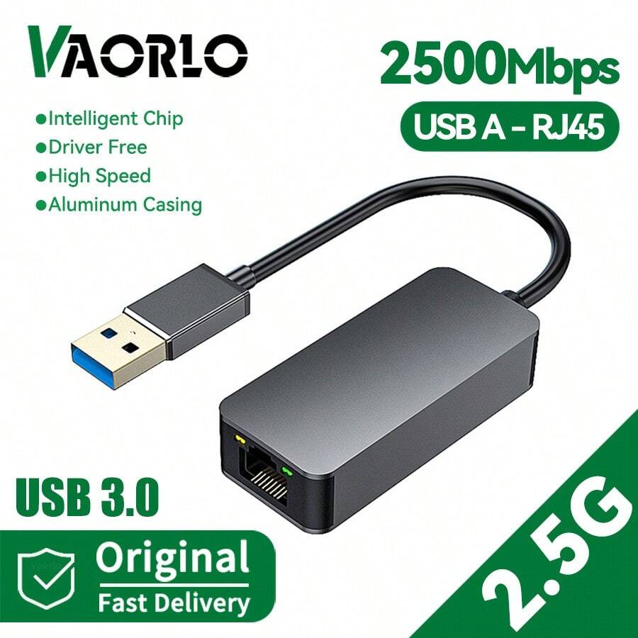 USB-A 2.5G Ethernet Adapter USB 3.0 To RJ45 2500Mbps LAN Network Adapter RTL8156B For  OS Windows 7/8/10/11 Linux Backward Compatible With 2500/1000/100Mbps Ideal For Gaming PC Laptop Tablets(USB A - RJ45) - 2500Mbps USB 3.0 - View 1