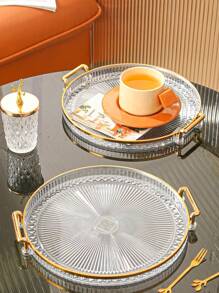 1pc New Arrival Light Luxury Snack Tray With Handles For Dried Fruits/Nuts - Grey - View 7