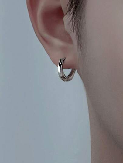 1pair Fashionable High-Grade Twisted Wave Earrings For Men, Simple And Unique Hoop Earrings For Hip Hop Guys