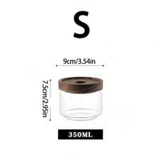 1 个带木盖和密封球的玻璃罐，透明糖果/食品储存罐，带密封软木软木圆塞，用于储存香料、盐、糖、咖啡、茶、玻璃瓶 - 圓孔相思木蓋 - 查看 9