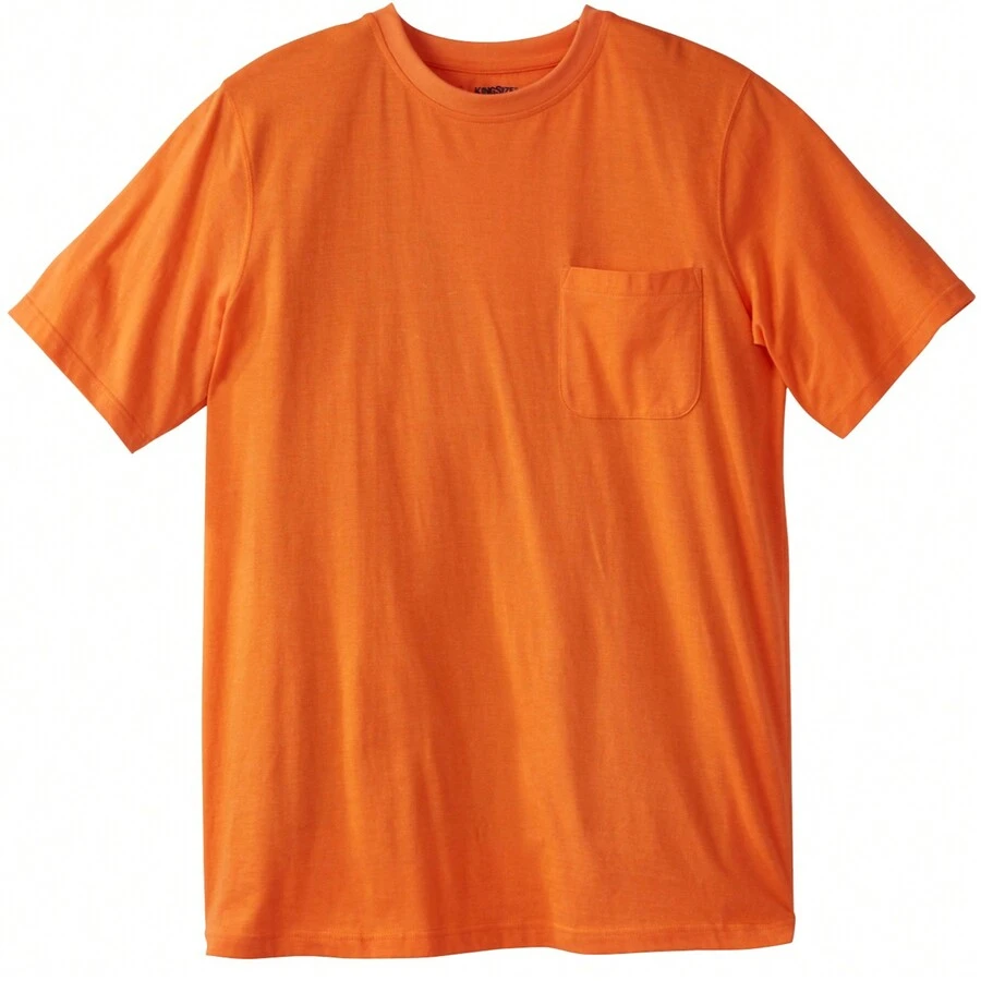 KingSize Men's Big & Tall Shrink-Less Lightweight Pocket Crewneck T-Shirt - 希瑟橙 - 查看 1