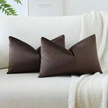 1pc Brown Velvet Ombre Decorative Pillow Cover, Square Cushion Cover, Holiday Home Pillow Decoration, Soft And Comfortable Material, Modern Decorative Sofa, For Home Bedroom Or Dorm Use