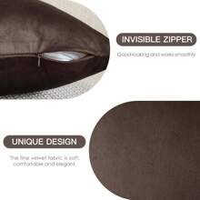 1pc Brown Velvet Ombre Decorative Pillow Cover, Square Cushion Cover, Holiday Home Pillow Decoration, Soft And Comfortable Material, Modern Decorative Sofa, For Home Bedroom Or Dorm Use