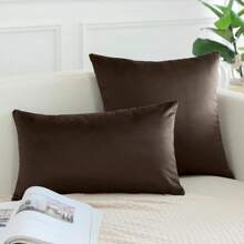 1pc Brown Velvet Ombre Decorative Pillow Cover, Square Cushion Cover, Holiday Home Pillow Decoration, Soft And Comfortable Material, Modern Decorative Sofa, For Home Bedroom Or Dorm Use