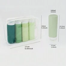 4pcs Color Silicone Leak-Proof Travel Bottle, Refillable, Squeezable Container For Shampoo, Lotion, Toiletries Sorting Bottle - Brown - View 4