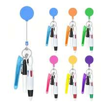 1set Nurse Pen Set Include 1 Piece Tip Highlighter 1 Piece Permanent Marker Pen And 1 Piece Retractable Ball Pen Pack With 1 Piece Nurse Badge Clip Retractable ID Name Reels