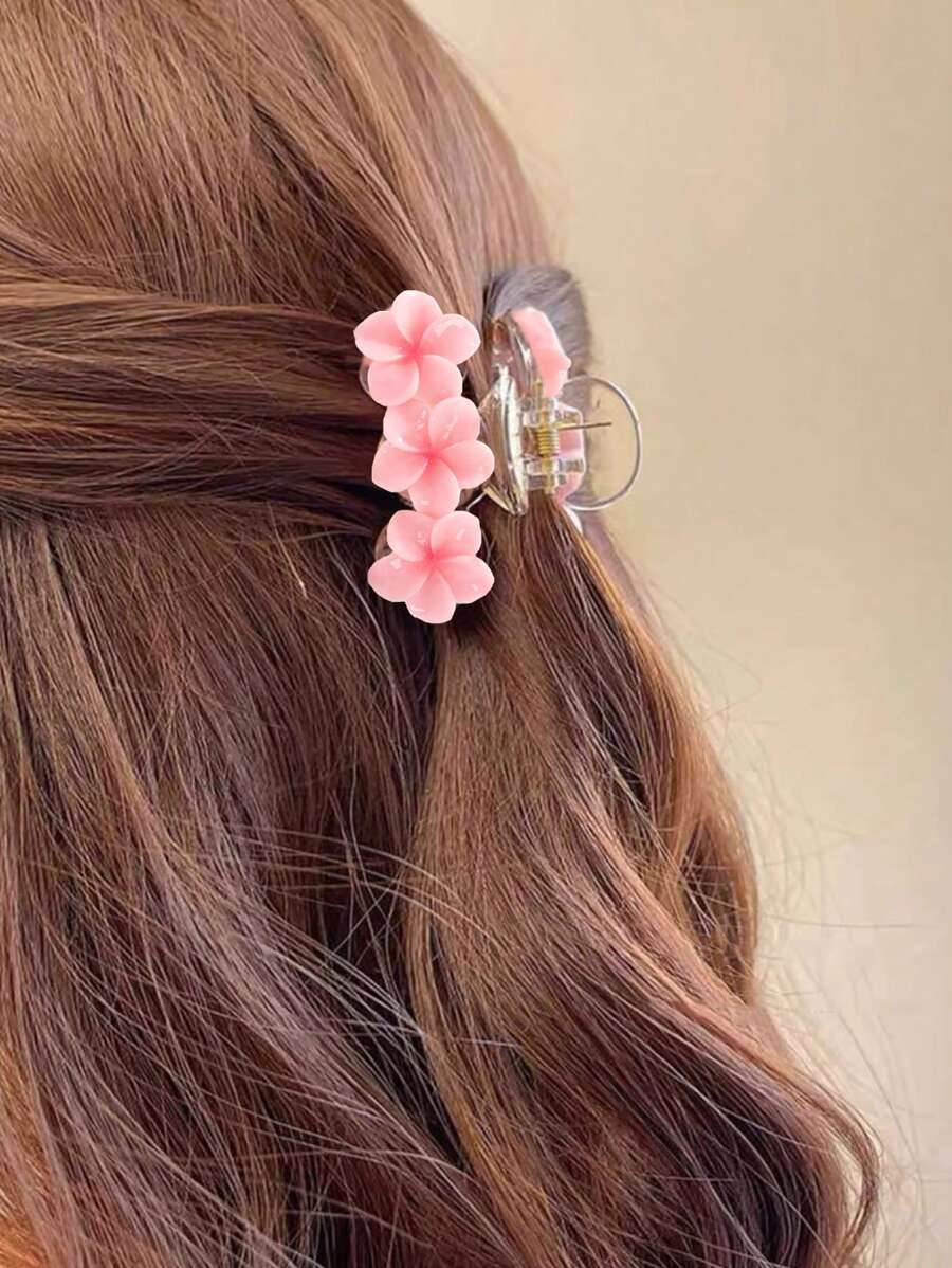 1 pieza Garra de pelo con estilo callejero bohemio decorada con diseño de plumeria - Clips de pelo de San Valentín