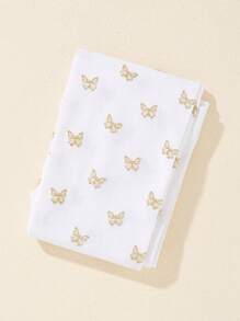 1pair Baby Girls' Princess Gold Butterfly Breathable And Comfortable Tights, Suitable For Daily Wear Or Party Outfits