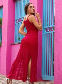 Women Sweater Dresses - Đỏ - Xem 2