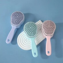 1入組ABS清潔按摩梳，一鍵除去頭髮殘留物，解開糾結，按摩頭皮造型梳 - 彩色 - 查看 4