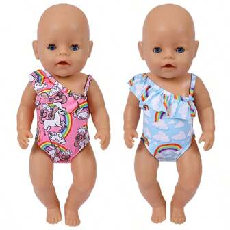 1Pc Rainbow Pattern Swimwear Fits Doll Clothes 17-18Inch Baby Dolls,Suitable For 43-45cm Newborn Baby Dolls(Excluding Dolls),Baby Doll,Doll Clothes,Baby Doll Accessories,Boy Doll Clothes,14 Inch Doll Clothes,New Born Swimsuit