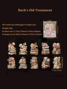 20 Cái/gói Thú Cưng Nóng Dập Bộ Miếng Dán Hoa Vintage & Sách Theo Chủ Đề Thêu Sò Cắt Dán Chất Liệu Chống Thấm Nước - hoa hồng địa đàng - Xem 14