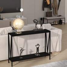 Console Table For Entryway,2-Tier Narrow Console Sofa Side Table For Entryway Hallway Living Room,Foyer Sofa Table Narrow With Storage,Black,42.9" - Black - View 2