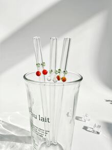 1pc Christmas Tree Shaped Reusable Glass Straw, Transparent For Smoothie, Milkshake, Cocktail, Cold Beverage, Christmas Party Decoration - Christmas Glass Straws - View 9