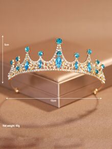 1pc Wedding Crown For Brides Elegant Princess Holiday Crown Costume Headband Hair Accessory With Crystal, The Sparkling Queen's Crown Is Suitable For Girls Cosplay And Children's Holiday Gift - Blue - View 10