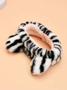 1pc Cute Flannel Printed Tiger Pattern Face Washing & Hair Tie Headband For Bathroom - Multicolor - View 6