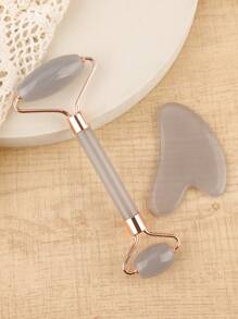 2 Pieces Facial Beauty Massage Roller Imitation Jade Wheel Massage Scraping Tool, Double-Headed Eye Massage Roller Facial Beauty Roller Facial Eye And Neck Skin Care Tool. - Multicolor - View 12