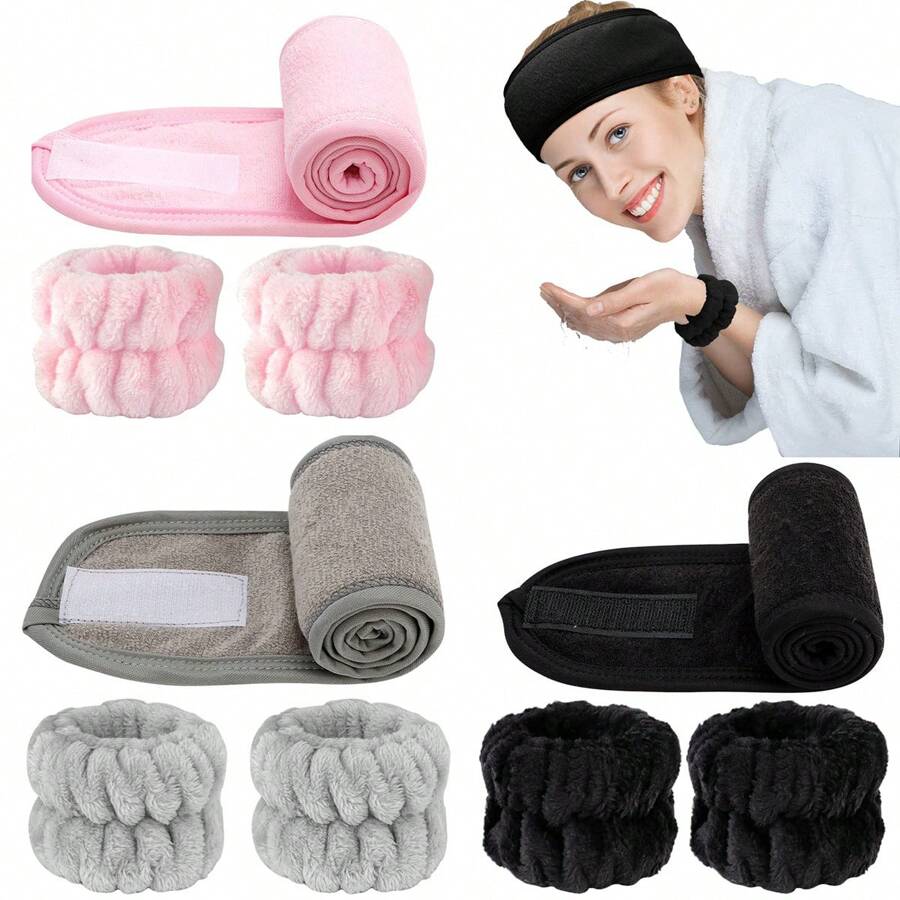 1 个面部 SPA 头带/2 个洗脸腕带/3 套 Spa 头带,可用于洗脸、化妆和面部按摩。,护肤头带、美容、护肤产品、水疗、自我护理、护肤工具、面部护理、美容师用品、皮肤、洗面奶、面部 - 彩色 - 查看 1