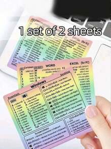 2pcs Windows Shortcut Key Sticker Cover Decoration Laptop Keyboard Shortcut Key Reference Tip Sticker - Multicolor - View 3