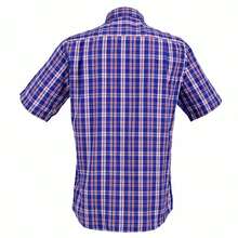 Michel Blanc Men's Short Sleeve Fantasy Shirt. - 中等水洗藍 - 查看 2