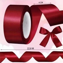 5 Rollos Satinado Decoracion Colores Listón 4cm 114 Metros - Burdeos - Ver 3