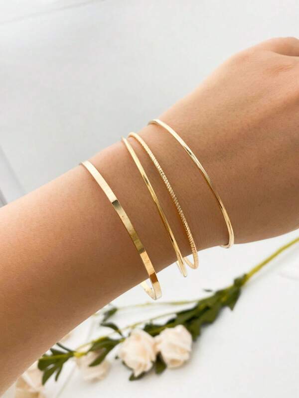 4pcs/Set Simple Design Bangle Set