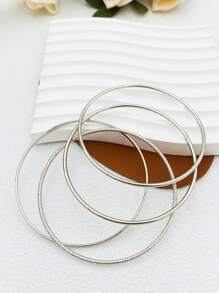 4入組簡約設計手鐲套裝 - 4個素圈手鐲 - 查看 8