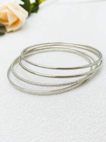 4入組簡約設計手鐲套裝 - 4個素圈手鐲 - 查看 7