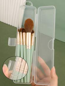 1pc Transparent Flip-Top Portable Storage Box - Lightweight Plastic Makeup Brush Organizer With Secure Snap Lid, Travel-Friendly Cosmetic Case For Eyebrow Pencils, Toothbrushes & Bathroom Essentials, Cosmetic Storage Organizer, Elegant Beauty Accessory - Multicolor - View 5