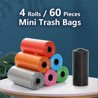 60 bolsas de basura mini a prueba de fugas, adecuadas para mini papeleras, oficina, escritorio del hogar, papeleras creativas con tapa colgante, caja de almacenamiento multiusos en el respaldo de la silla, regalo de Navidad