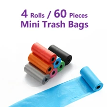 4 cuộn/60 chiếc Túi đựng rác mini chống rò rỉ cho thùng rác nhỏ, Thùng rác treo bên bàn có nắp, Hộp đựng đồ đa năng ở lưng ghế ô tô, Quà tặng Giáng sinh sáng tạo - màu đen - Xem 2